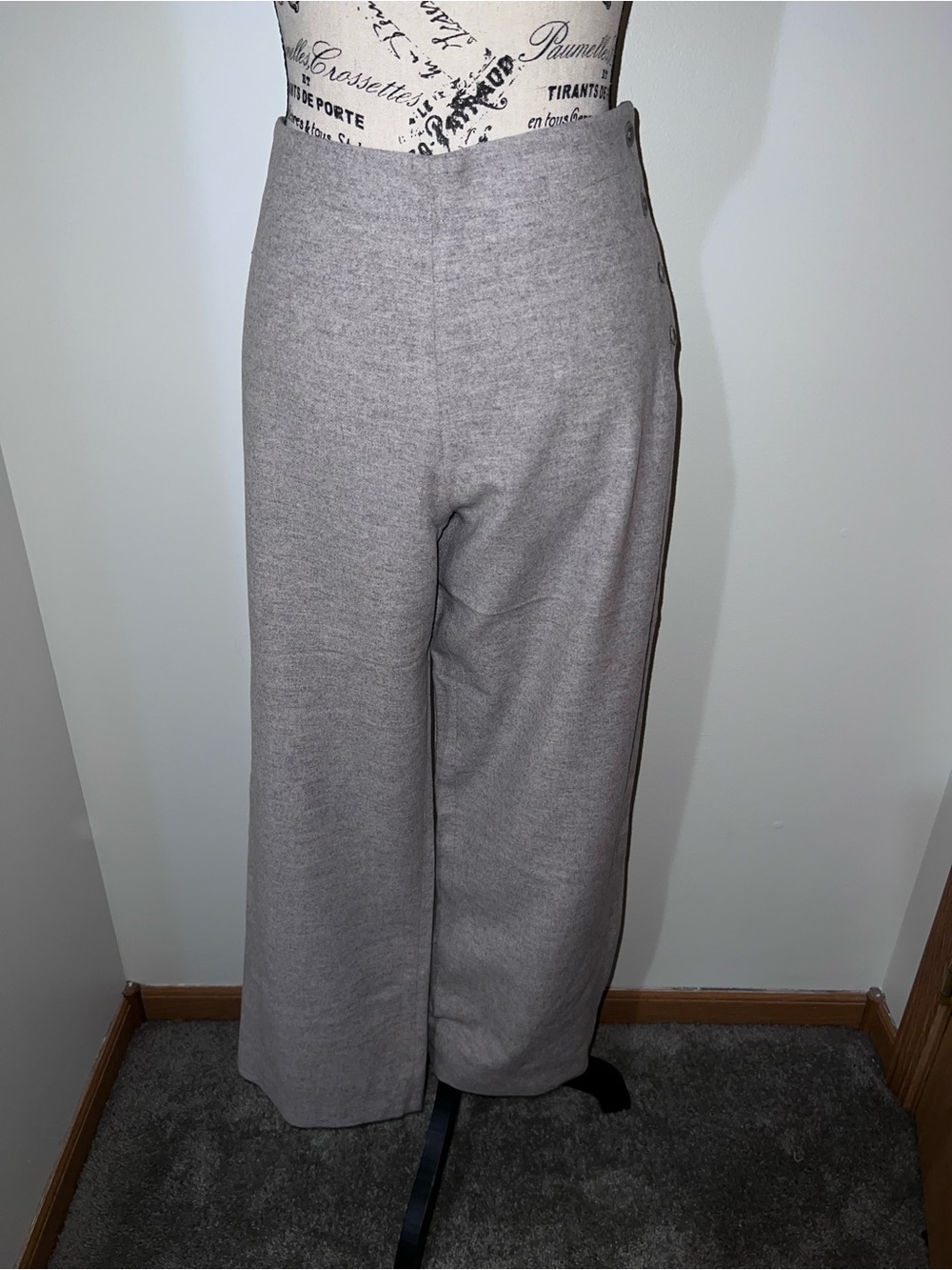 J. Crew Wool Cashmere Blend Sailor Pants Grey Wide Leg High Rise Side Button 8 - Picture 1 of 12